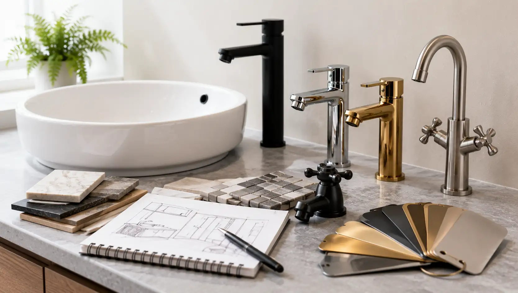 Wall-mounted bathroom tap installed above a basin during a renovation
