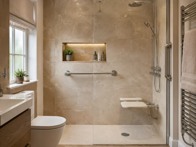 Bathroom Renovation Wombourne featuring a contemporary family bathroom with a walk-in shower and large-format wall tiles